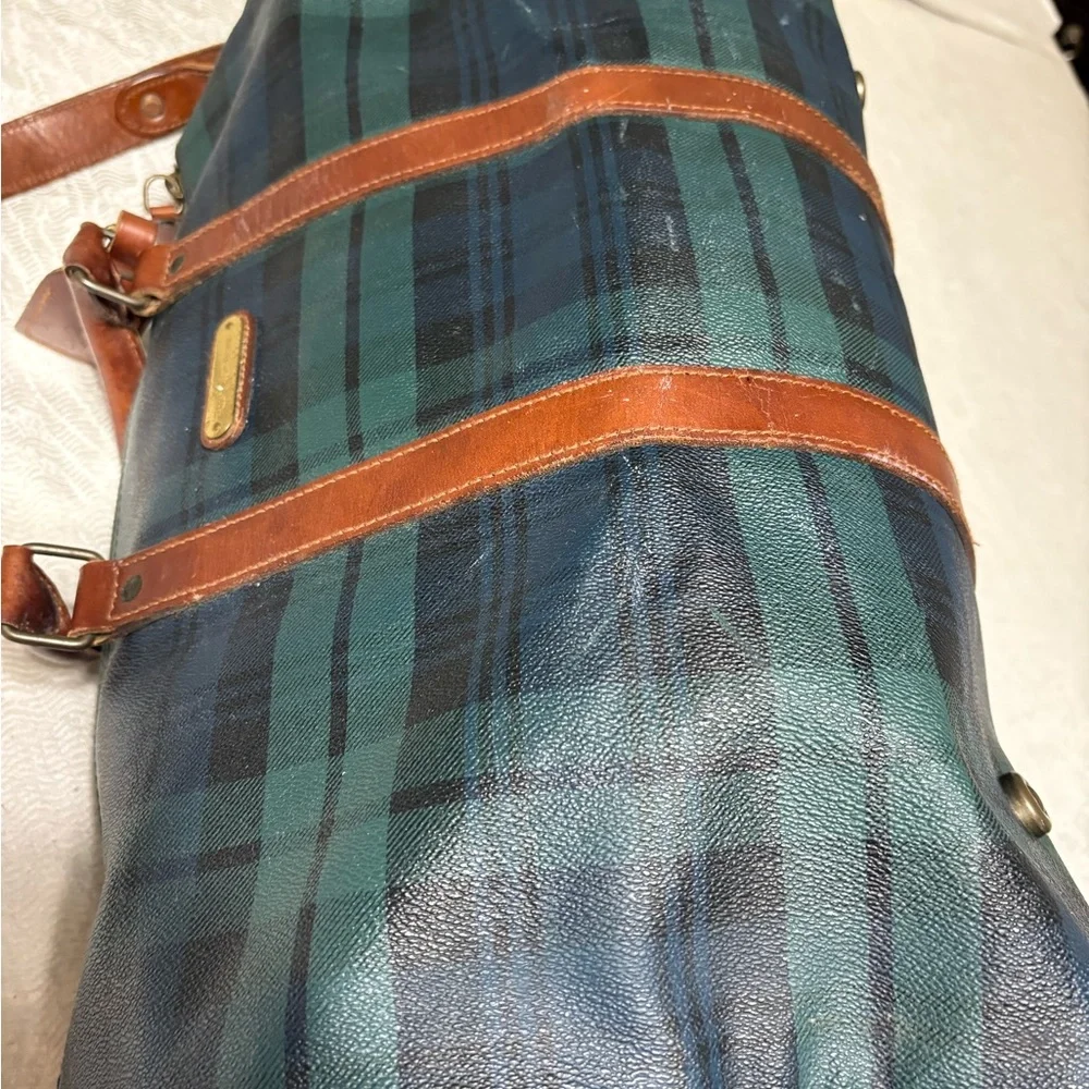 Vintage Ralph Lauren Brown and Green Plaid Men's Bag